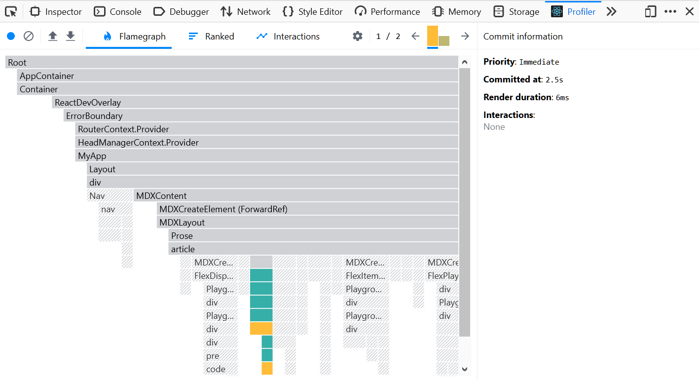 Image of React DevTools' Profiler panel